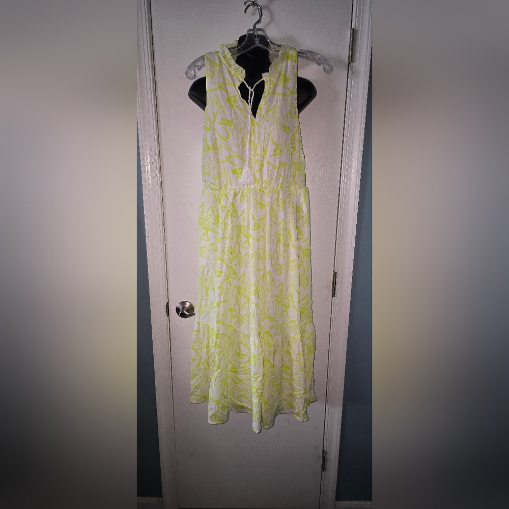 Torrid Yellow and White Midi Dress